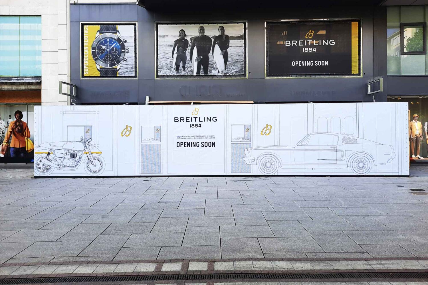 Bauzaunverkleidung-mit-PVC-Plane-Zeil-Frankfurt-am-Main Bauzaungestaltung für Breitling auf Zeil Frankfurt am Main