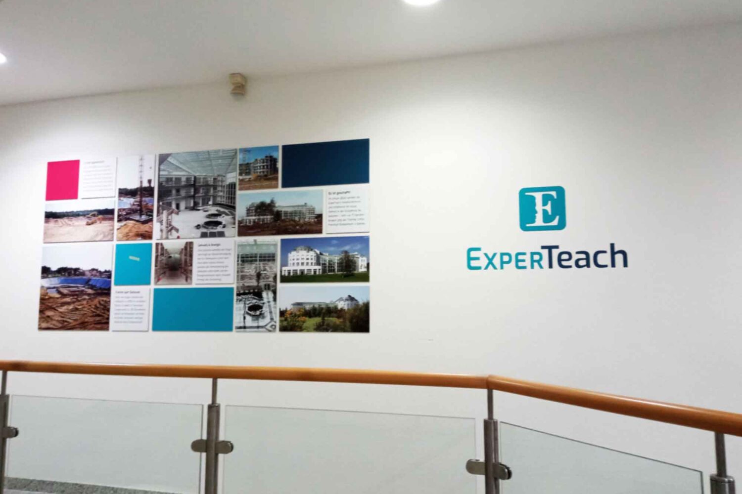 Plattendruck-auf-Verbundmaterial Wandgestaltung für Experteach in Dietzenbach mit Plattendrucken und Einzelbuchstaben